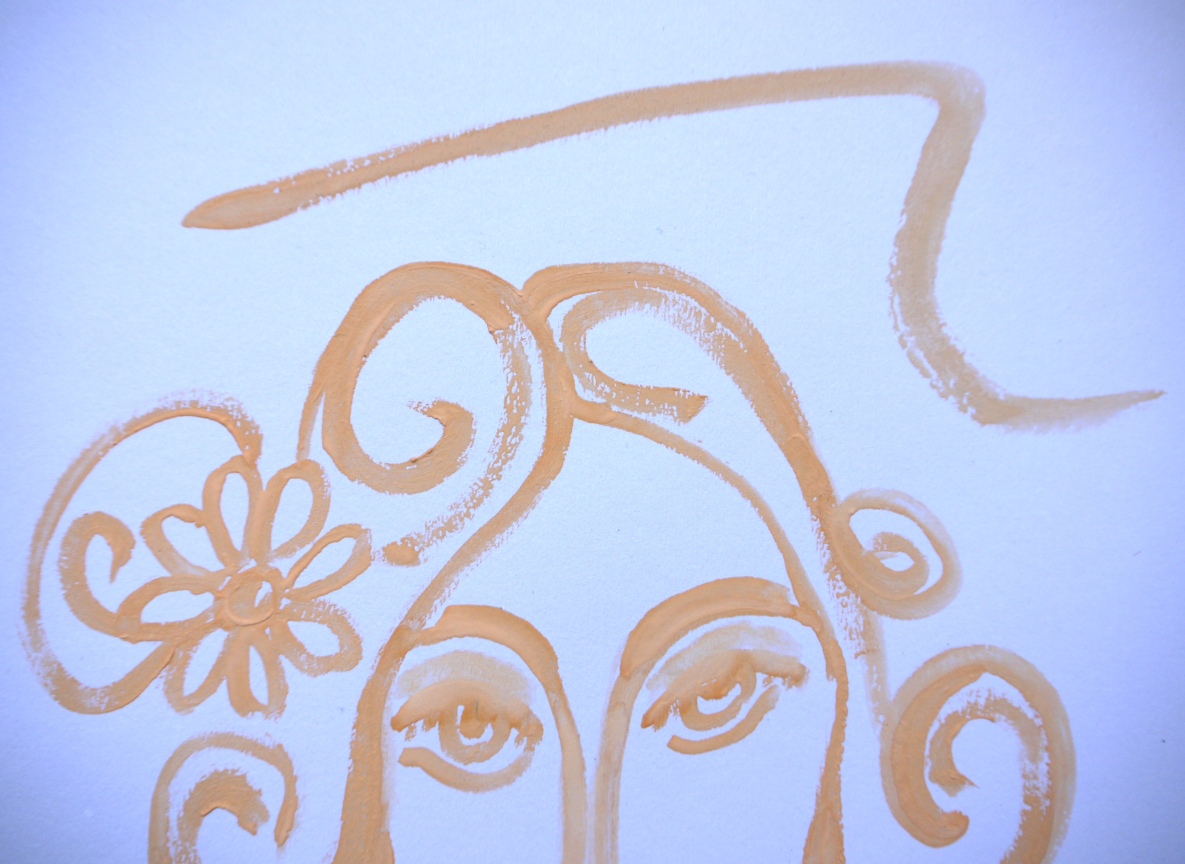 Watercolour ochre-peach portrait I