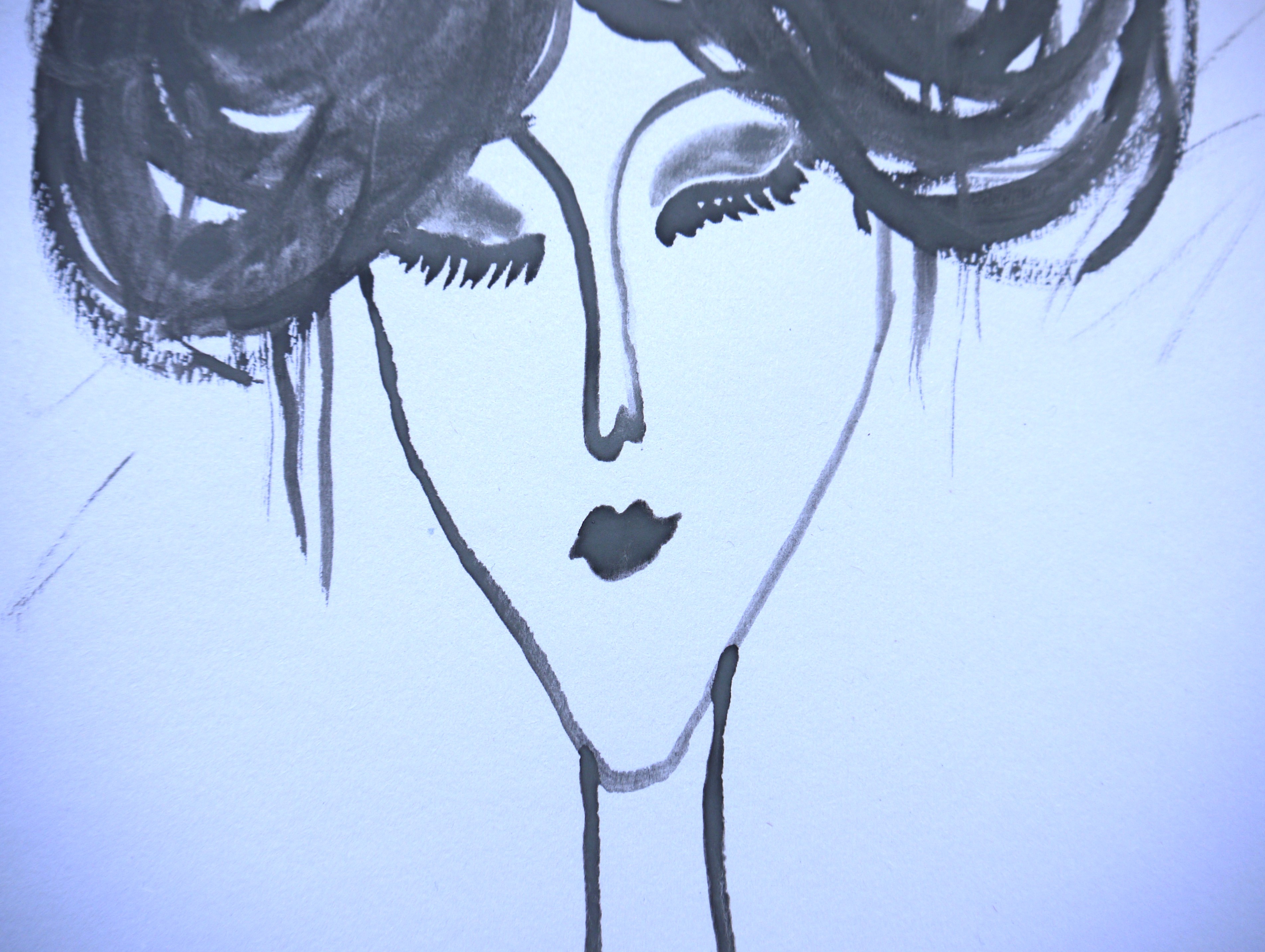 Watercolour Payne's Grey portrait I