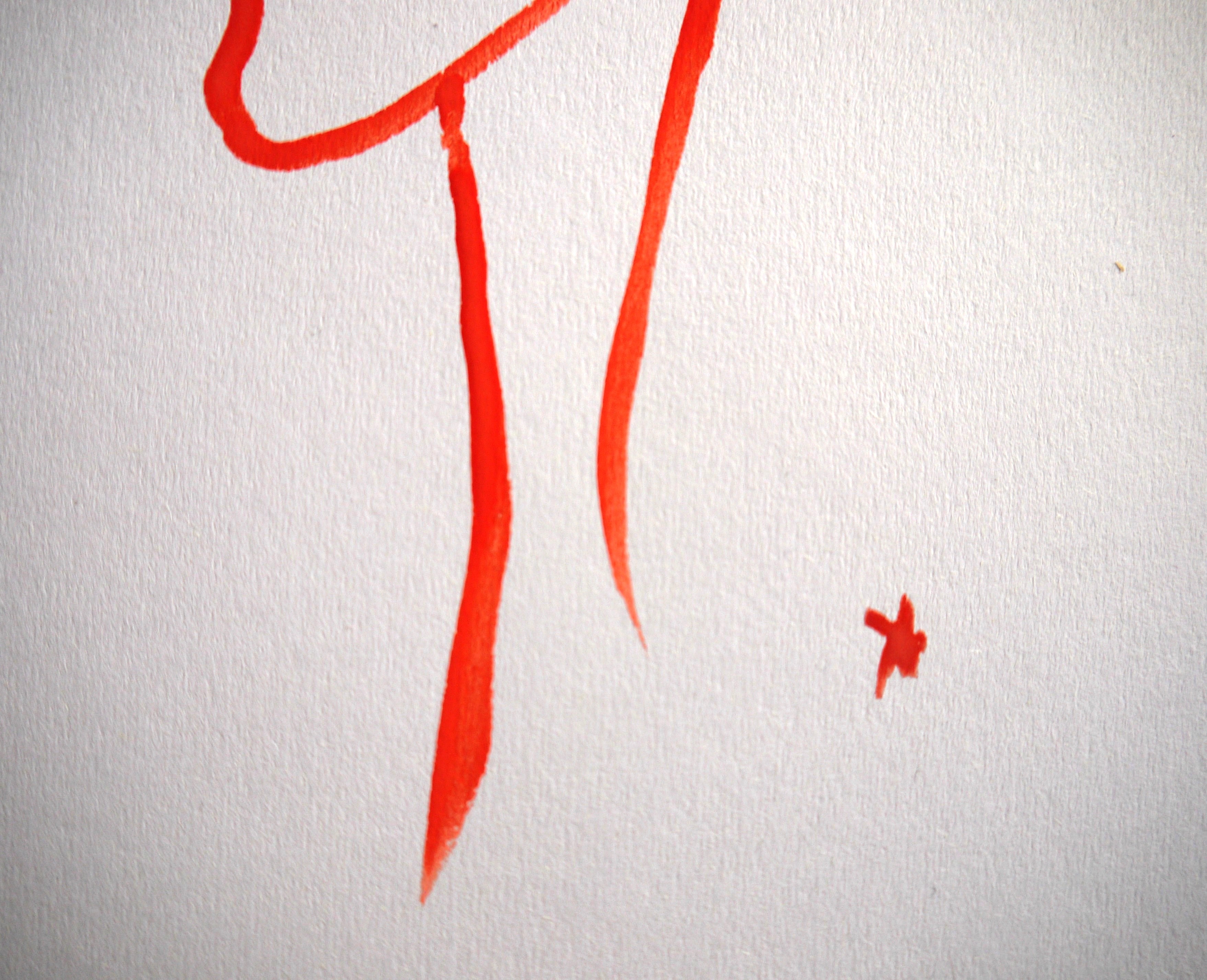 Watercolour vermilion portrait I