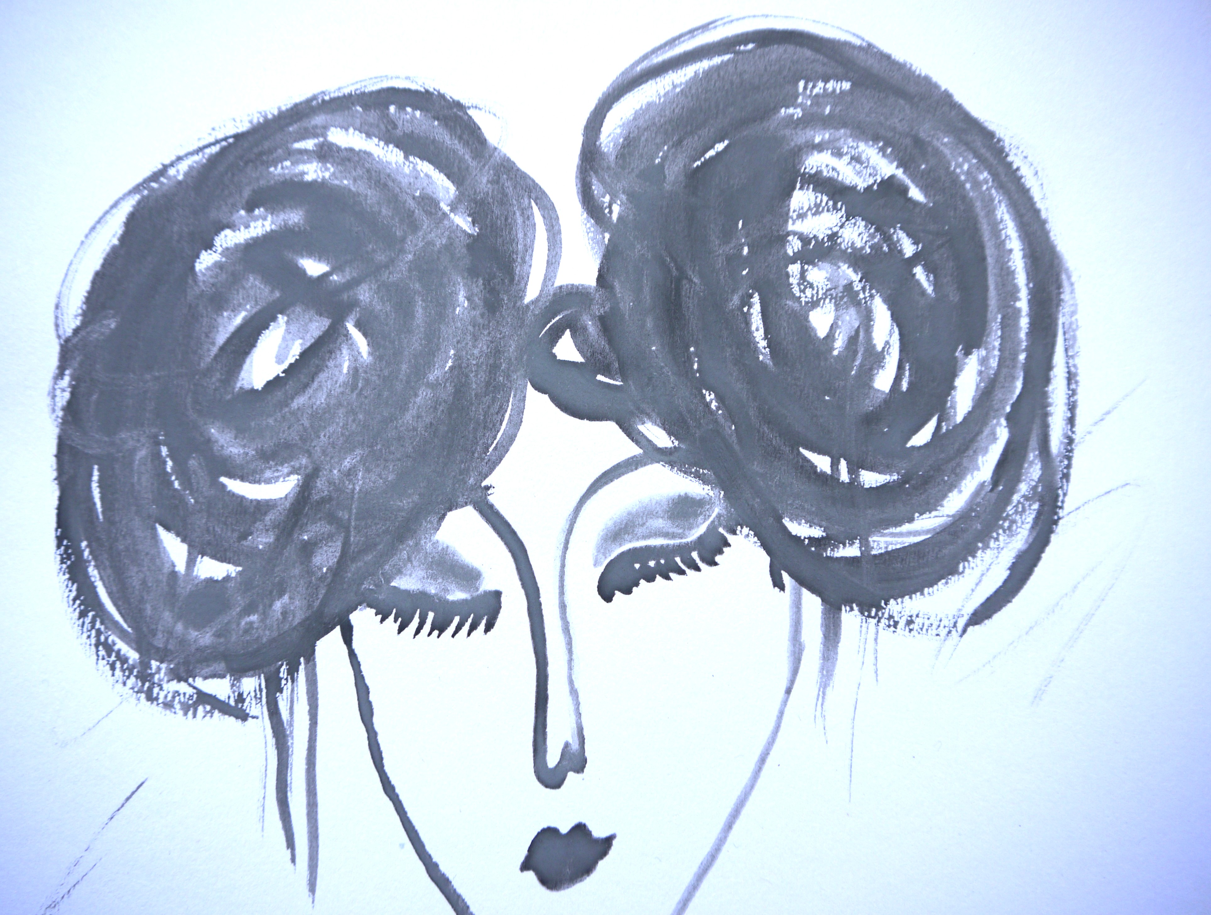 Watercolour Payne's Grey portrait I