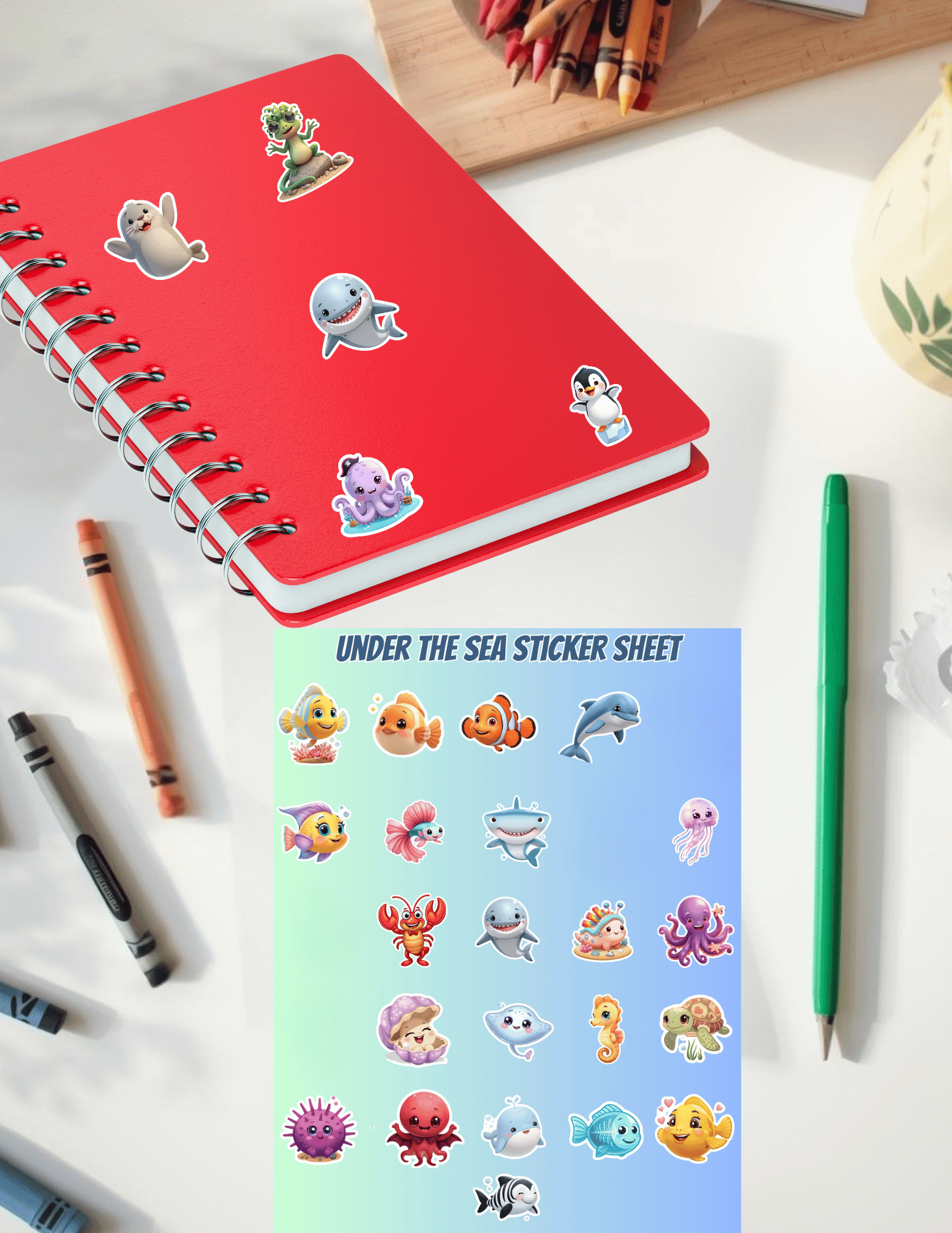 Under the Sea Sticker Sheet – Cute Ocean Friends for Kids