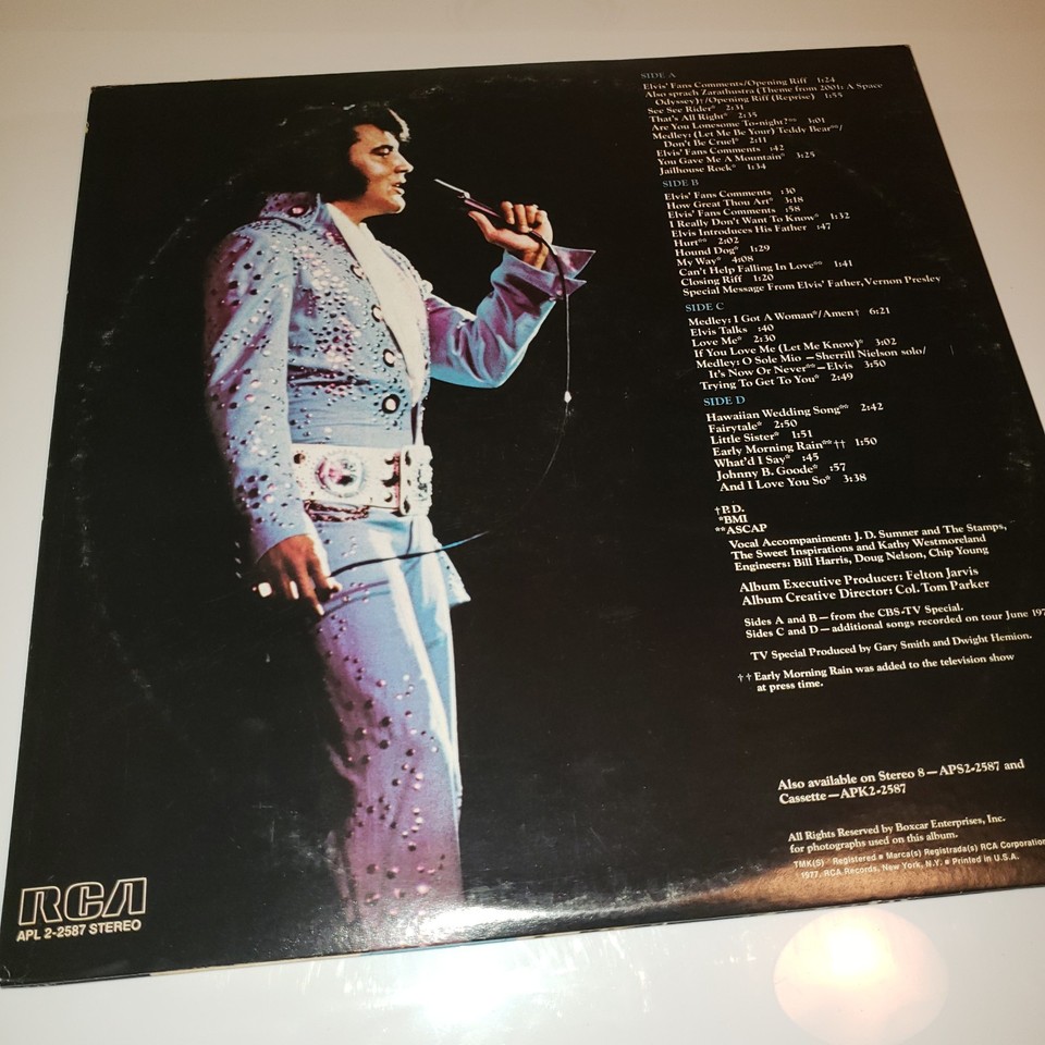 ELVIS PRESLEY / ELVIS IN CONCERT 2LP VINYL RECORD SET 1977 APL 2-2587 STEREO