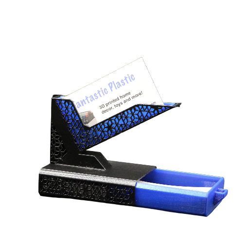 Business card holder with storage tray