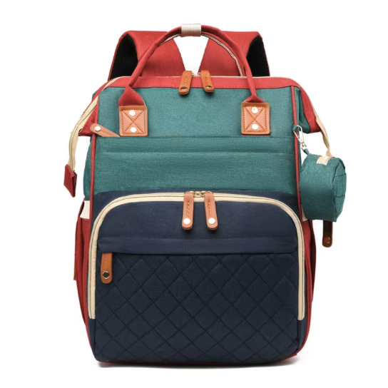 Customized travel fashion large-capacity insulated pocket waterproof portable mommy backpack baby diaper bag with diaper pad