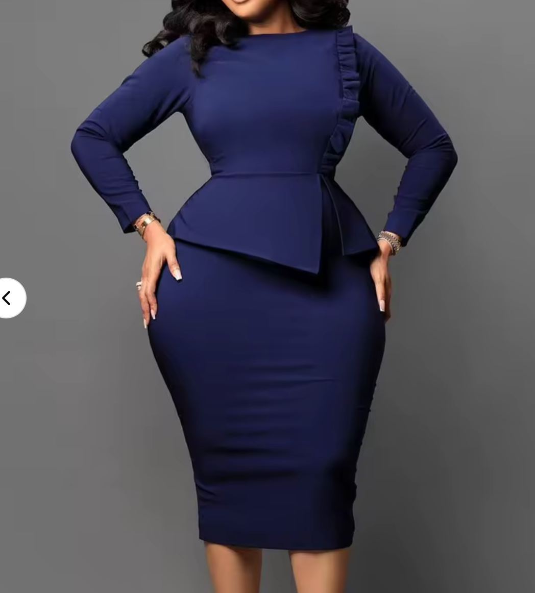 Casual plus-size women's long-sleeved women's office elegant, women's fashion casual wear.