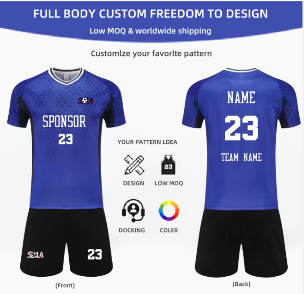 Custom Men's Football Kit Soccer Jerseys OEM Manufacturer Direct Supply Football Team Uniform Set.