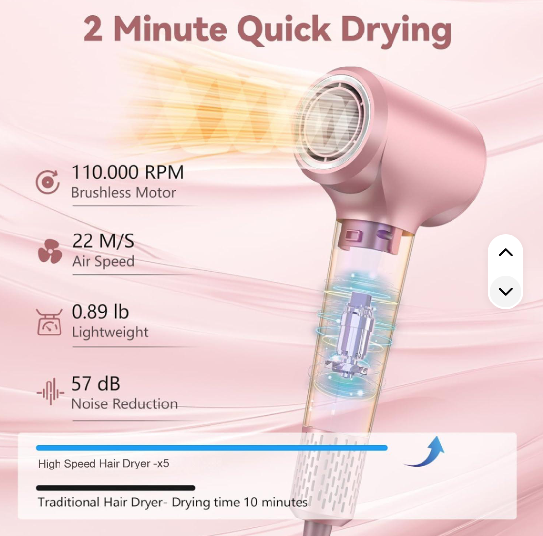 Professional salon hair dryer 110,000 rpm/minute high-speed quick-drying 1500W ion hot air brush constant temperature BLDC hotel use