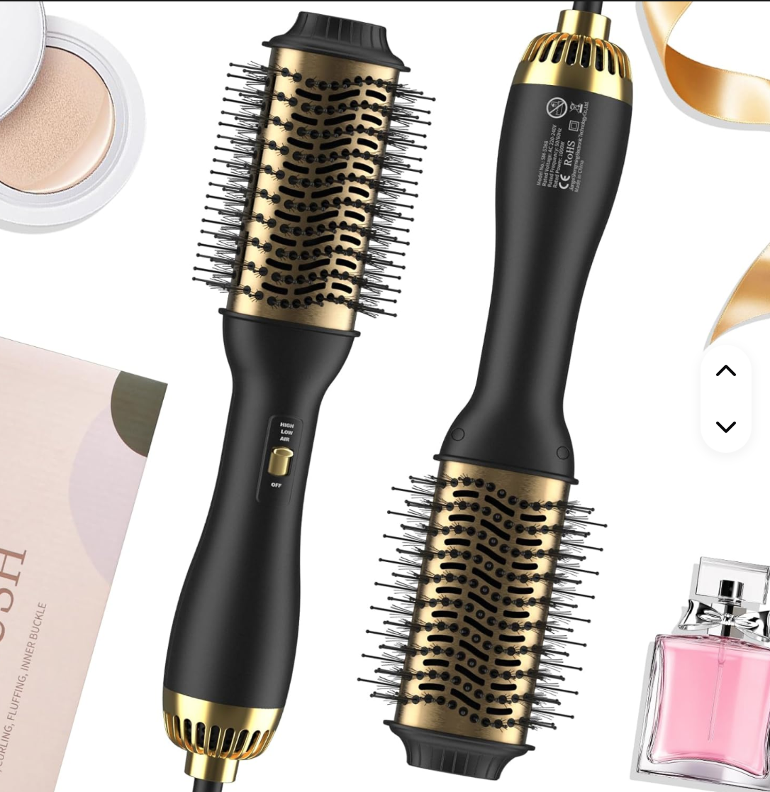 4-in-1 hot air brush, electric hair dryer, styler simple, one-step hairdressing nylon plastic brush ion 1000W home and salon use