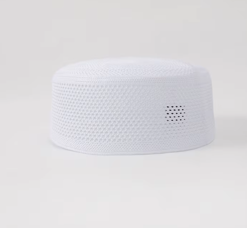 Men's Religious Flat Top Hat Muslim Ethnic Hui Hat for Worship Breathable White Black Pure Color Custom Embroidery Casual Scene