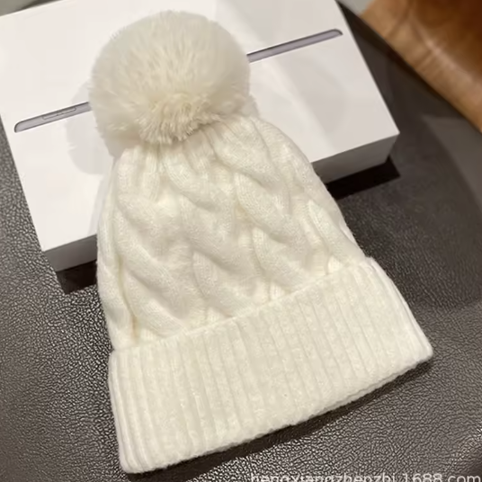 Unisex Beanie Winter Autumn All-Match Fleece-Lined Knitted Hat Youth Middle-Aged Soft Fashionable Printing