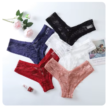 Women's sexy breathable solid transparent lace thong low waist soft G string underwear plain logo waist knitting method