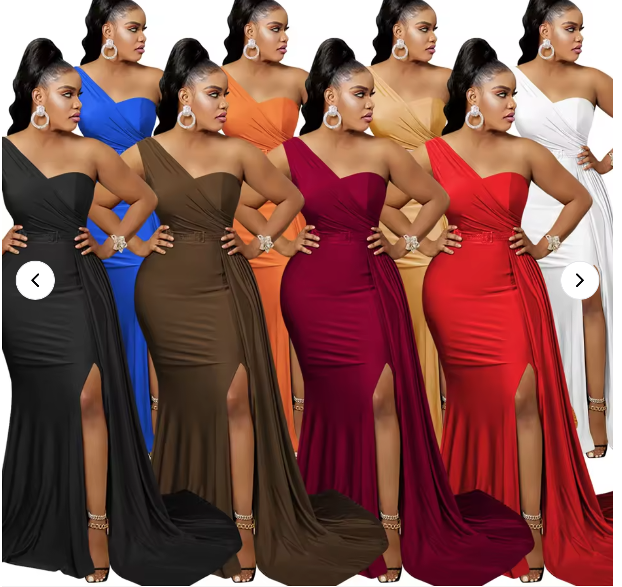 Sexy one-shoulder elegant evening dress women's party tight elegant casual long skirt