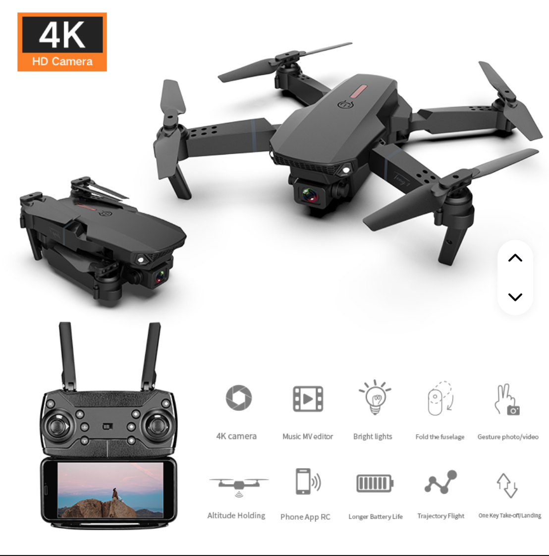 High-configuration F198 professional quadcopter drone, with dual HD 4k camera, factory foldable, extra battery for sale