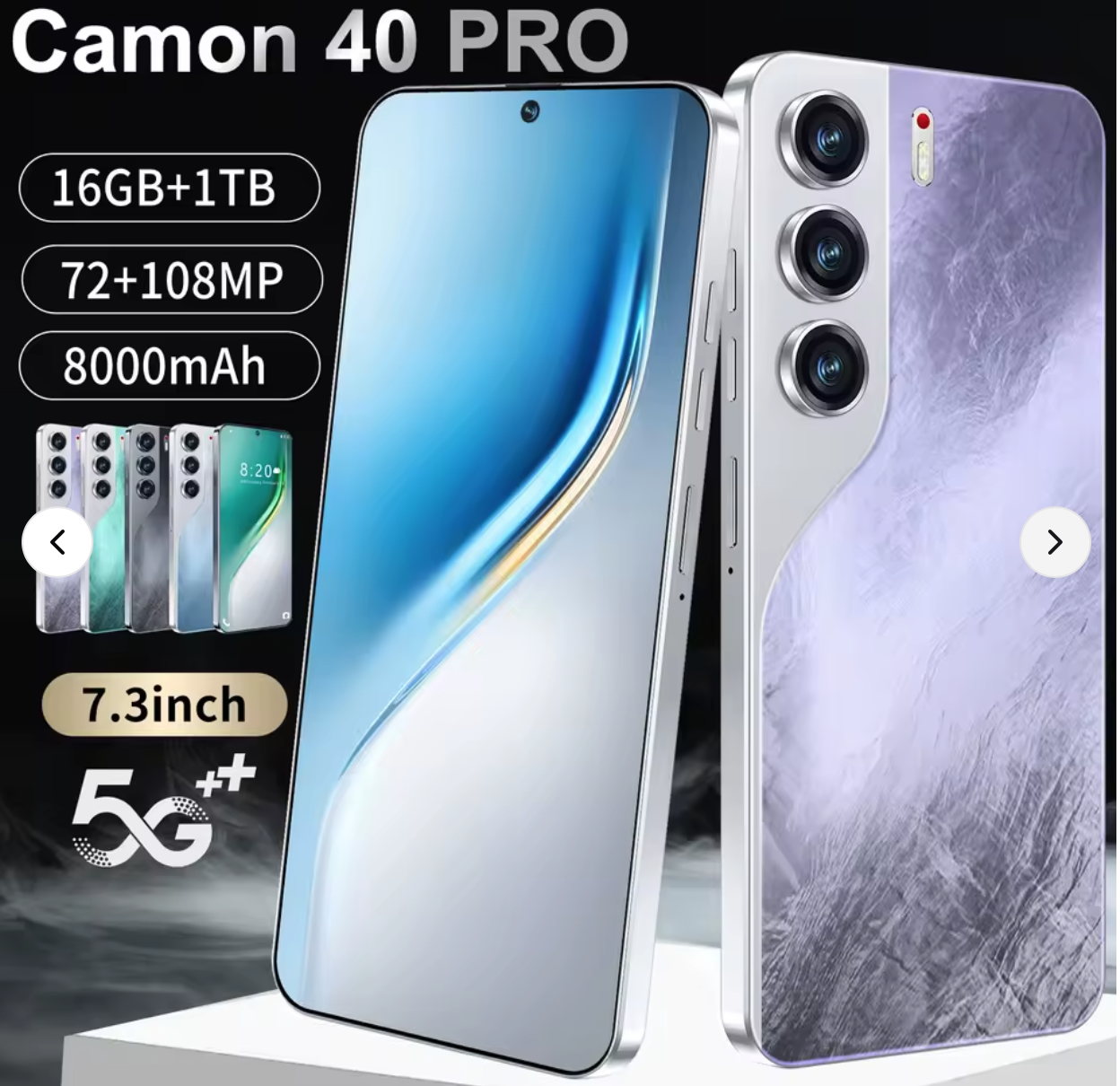 High-quality Camon 40 professional smartphone 16 + 1tb 5G 7.3-inch 8000 mA Android 14 ten-core CPU wholesale global mobile phone code multi-address