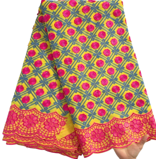 New arrival Foyle African cotton stone lace, rhinestone cotton lace fabric women's wedding dress.