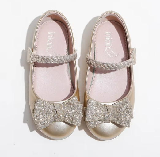 Children's shoes Gilt rhinestone soft sole shoes, children's sequin dance shoes.