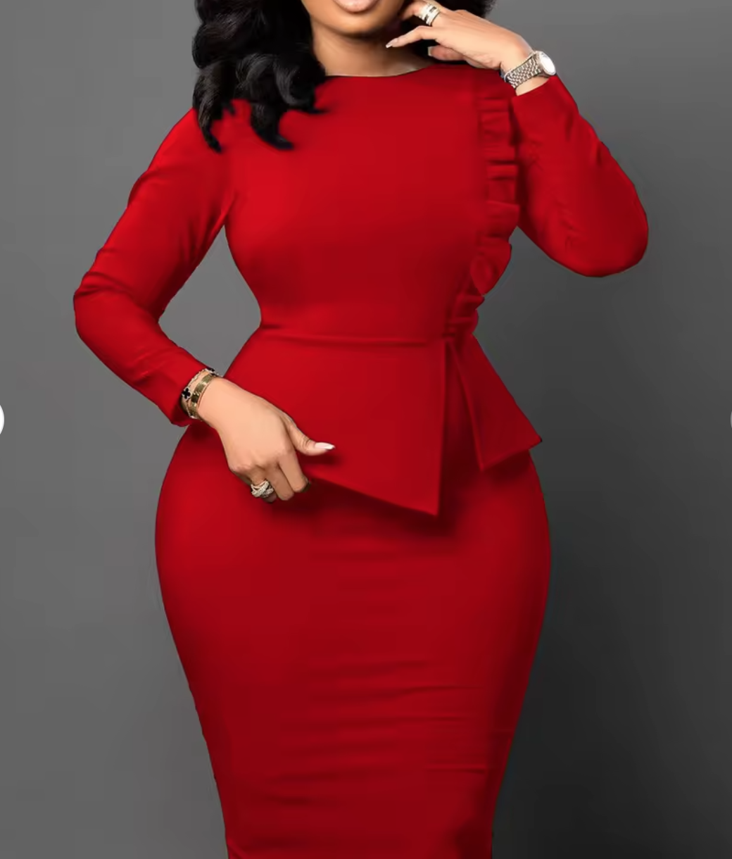 Casual plus-size women's long-sleeved women's office elegant,  women's fashion casual wear.