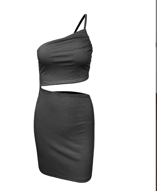 Wholesale summer women's sexy hollow one-shoulder collarless mini dress nightclub party tight dress