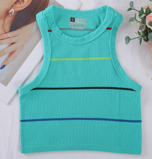 Tj retro American colorful women's summer interior short front anti-ball nylon spandex knitted vest