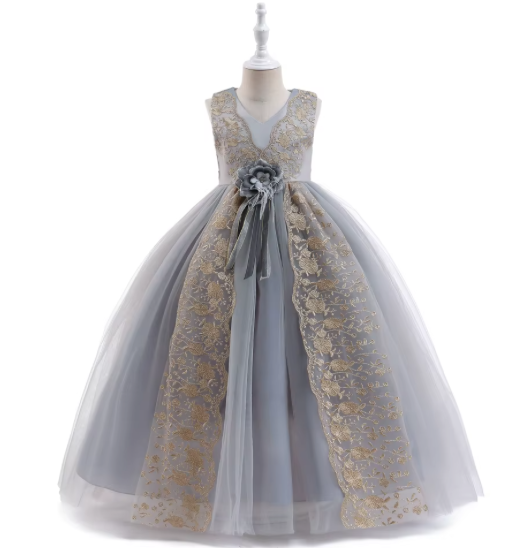 New design, LP-283 Maxi long prom dress broken flower pattern, spring dress, girl summer wedding party dress