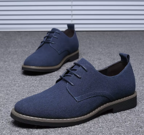 Mens Frosted Casual Round Toe Shoes Cross-border British Suede Leather Business Lace up Fashion Trend Plus Size