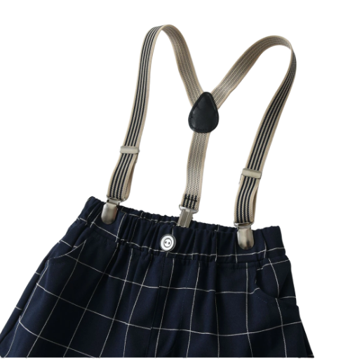 Children's summer suit boys formal striped design 100% cotton short-sleeved suit