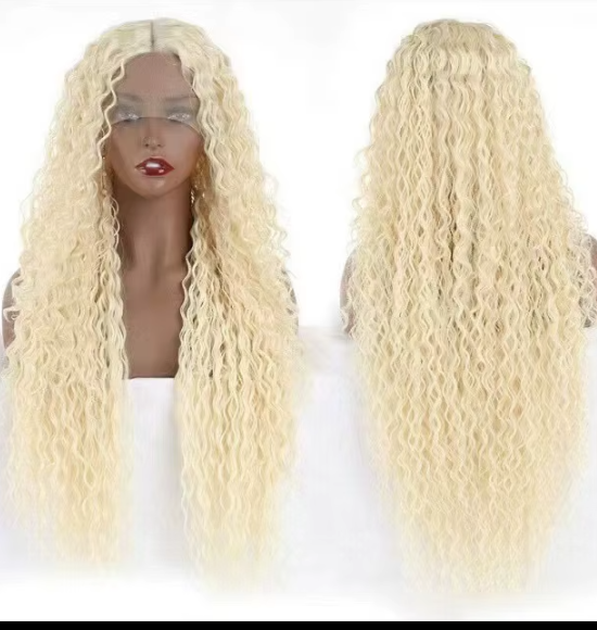 Portable front lace wig long curly hair, big wave curly hair women's wig 