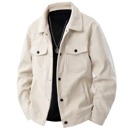 2025 Spring Autumn New Jacket Casual Cool Light Plush Pocket Button Soild Color Men's Jacket