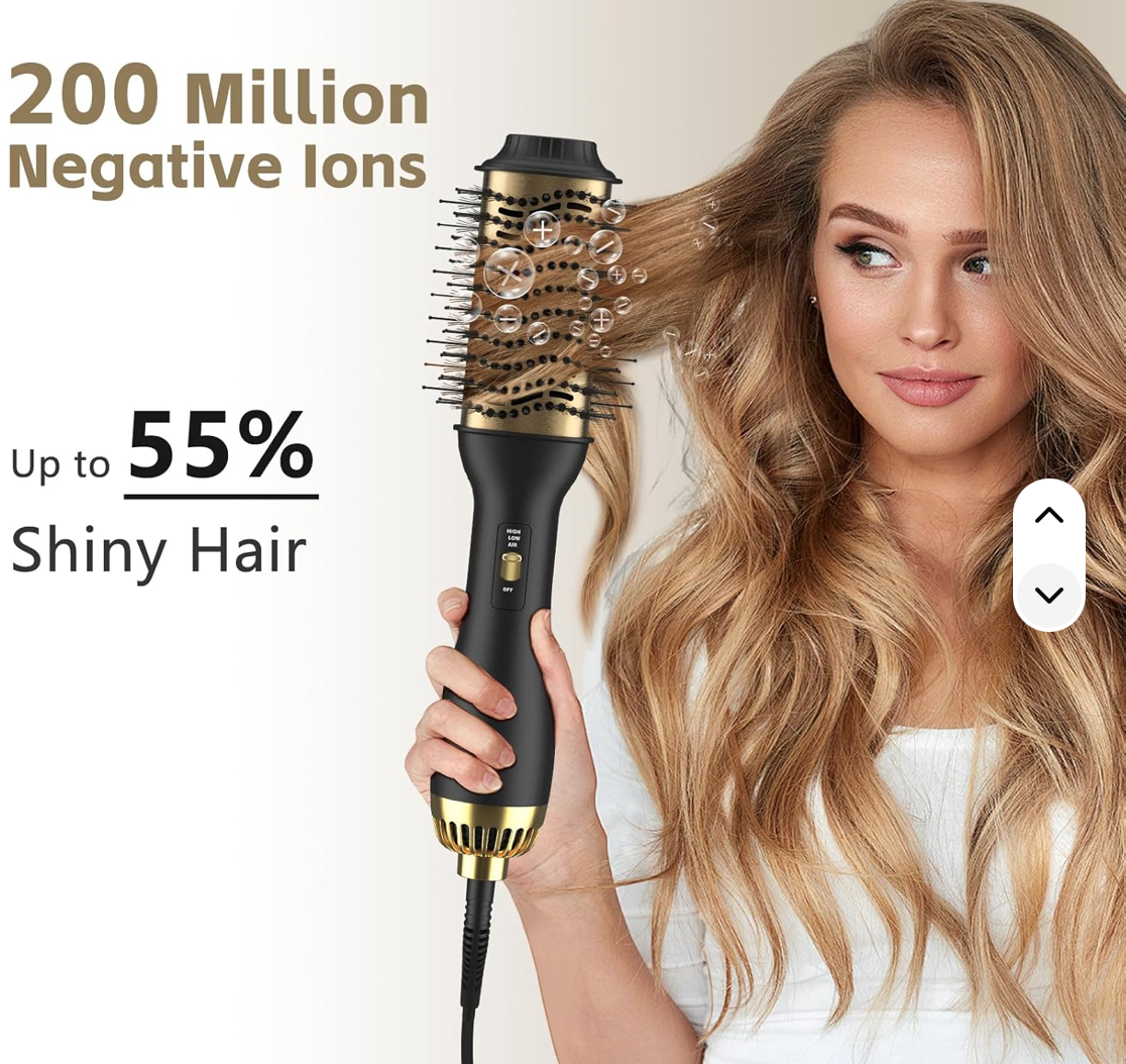4-in-1 hot air brush, electric hair dryer, styler simple, one-step hairdressing nylon plastic brush ion 1000W home and salon use