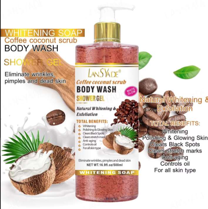 Fruit scrub shower gel silky smooth, refreshing and moisturizing skin, gentle, clean, long-lasting 500ml