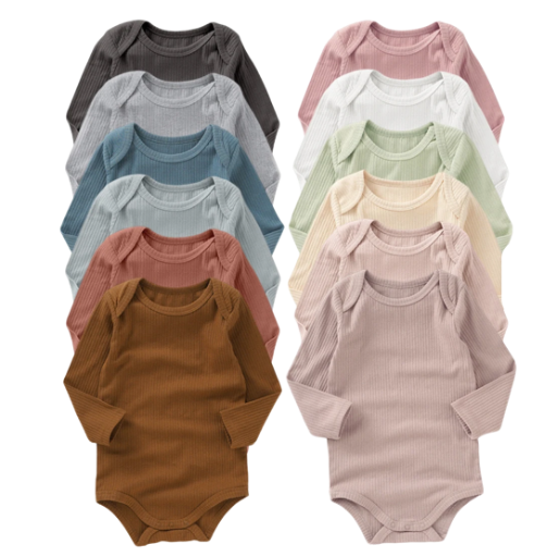 Long-sleeved organic cotton girls and boys short baby jumpsuit pajamas jumpsuit