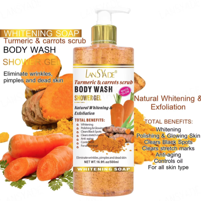 Fruit scrub shower gel silky smooth, refreshing and moisturizing skin, gentle, clean, long-lasting 500ml