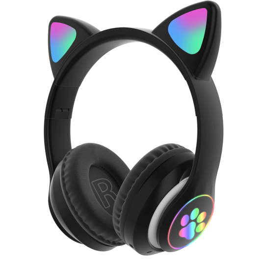 Top-selling Led Flash Cute Cat Ear Bt Wireless Headphones Foldable Girl Headphones 3.5mm with Microphone Helmet Aux Tf Card