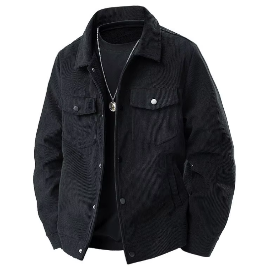 2025 Spring Autumn New Jacket Casual Cool Light Plush Pocket Button Soild Color Men's Jacket