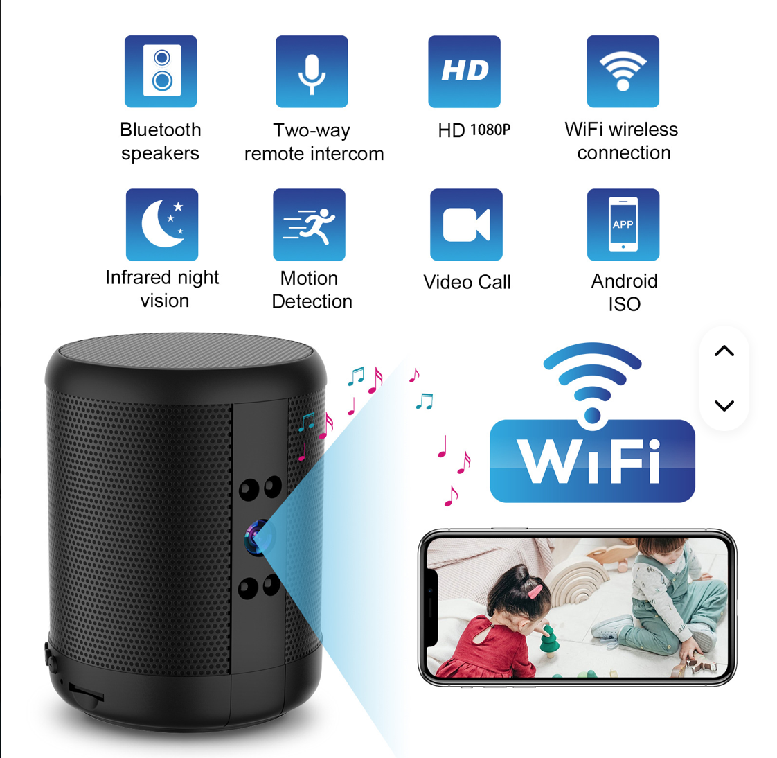 Security camera multi-function wireless speaker two-way audio