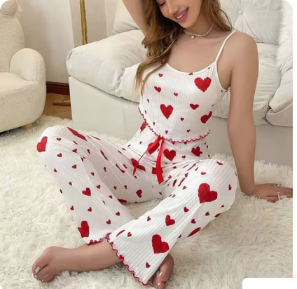 Women's customizable soft printed knitted pajamas set breathable pajamas lounger pajamas sample custom-made bulk supply