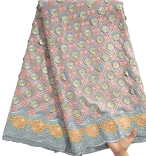 New arrival Foyle African cotton stone lace, rhinestone cotton lace fabric women's wedding dress.