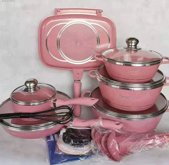 Wholesale pots and pans set with frying pan 23pcs non-stick granite kitchen cooking aluminum cookware set
