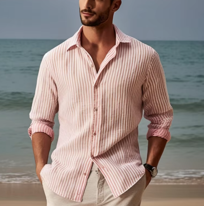Spring and Summer New Shirts Long Sleeve Cotton and Linen Loose Casual Shirts Comfortable Breathable for Men