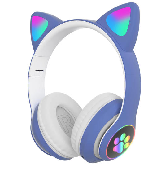 Top-selling Led Flash Cute Cat Ear Bt Wireless Headphones Foldable Girl Headphones 3.5mm with Microphone Helmet Aux Tf Card