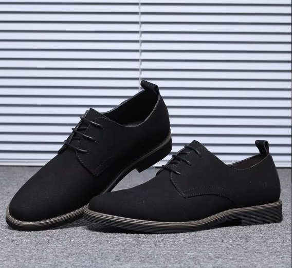 Mens Frosted Casual Round Toe Shoes Cross-border British Suede Leather Business Lace up Fashion Trend Plus Size