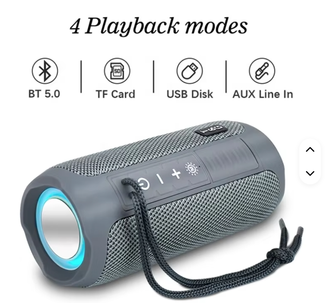 TG227 Portable Outdoor Waterproof Wireless Speaker Mini Bass Subwoofer Column Speaker RGB tf Card FM Radio Support