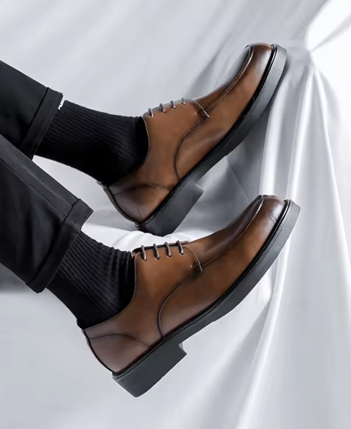 Men Black Leather, Business Office Shoes Fashion Style, Breathable Men Shoes