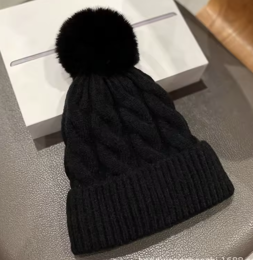 Unisex Beanie Winter Autumn All-Match Fleece-Lined Knitted Hat Youth Middle-Aged Soft Fashionable Printing