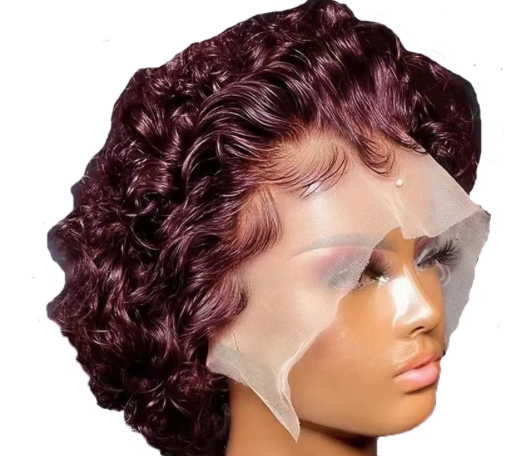 Premium front lace black short curly sleeves 