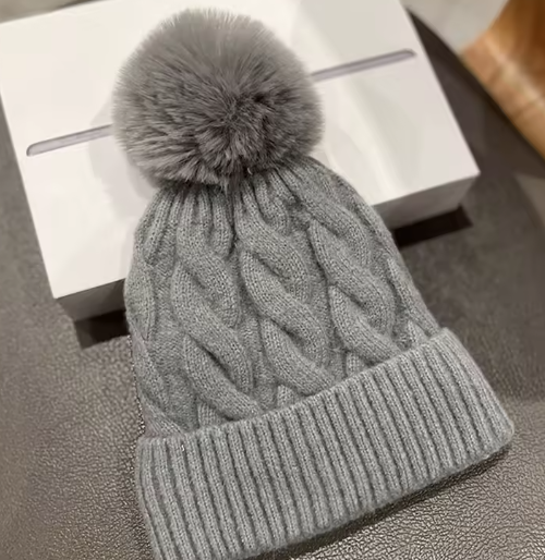 Unisex Beanie Winter Autumn All-Match Fleece-Lined Knitted Hat Youth Middle-Aged Soft Fashionable Printing