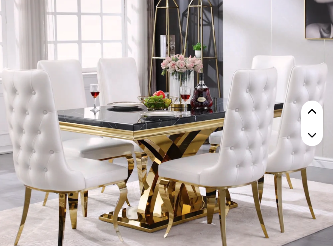 Wholesaler modern luxury restaurant table and chair tableware set, with 6 chairs and dining table