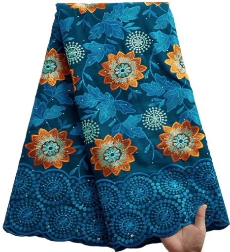 Floral embroidery African lace fabric Austrian cotton lace fabric Swiss Foyle high-quality polyester, women's clothing.
