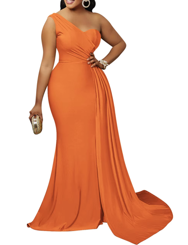 Sexy one-shoulder elegant evening dress women's party tight elegant casual long skirt