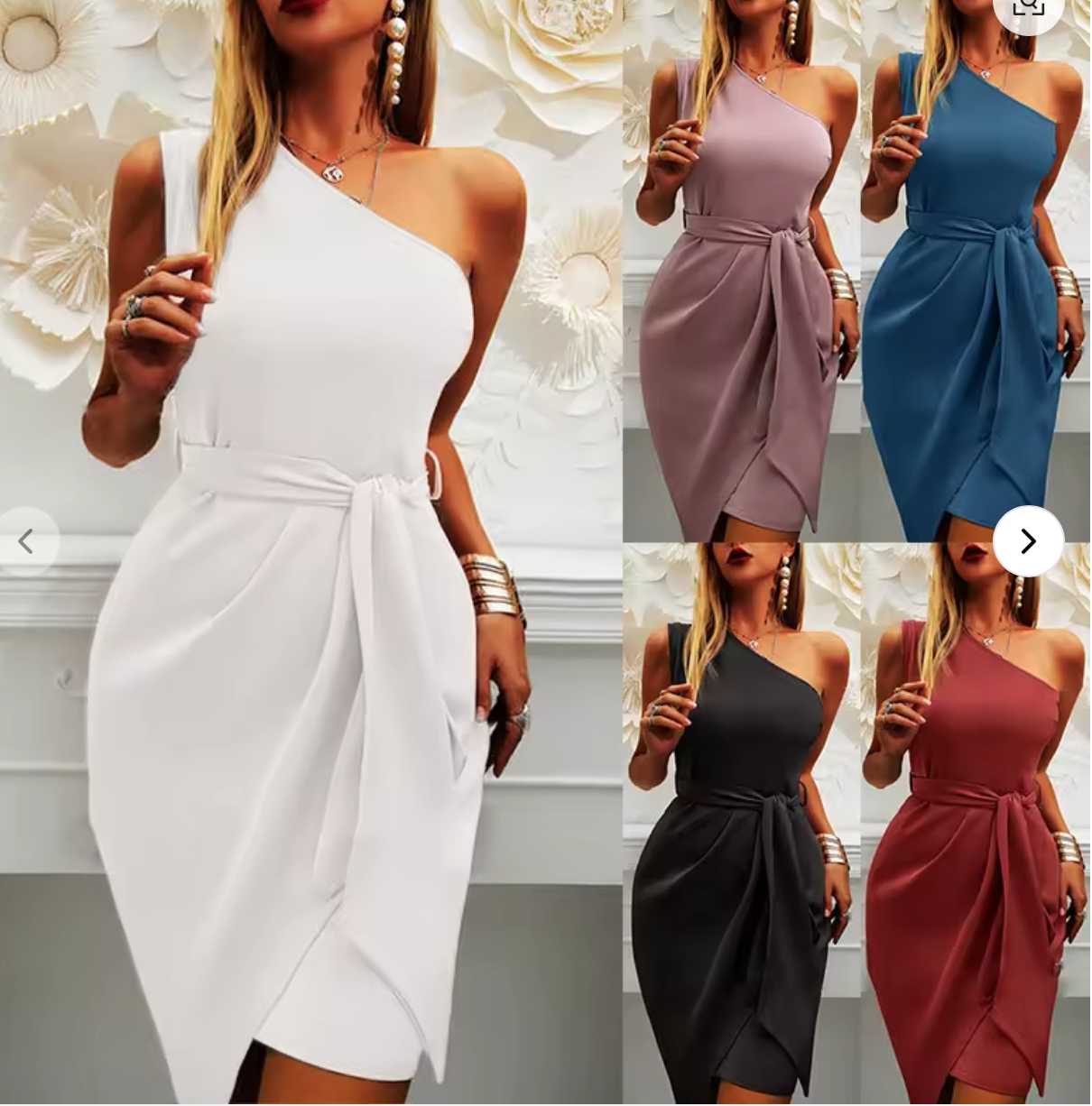 Summer new solid color sleeveless slanted shoulder irregular dress with strap party dress